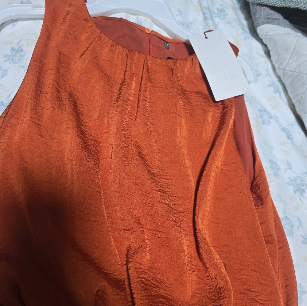 Zara Bold Orange Midi Dress - Picture 10 of 14